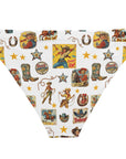 Yeehaw Vintage Cowgirl Collage White Bikini Bottom