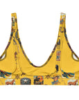 Yeehaw Vintage Cowboy Collage Mustard Bikini Top