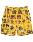 Yeehaw Vintage Cowboy Collage Mustard Swim Trunks