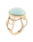 Blue Amazonite and Golden Bronze Circle Dance Ring