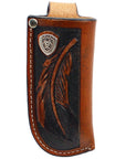 Ariat Knife Sheath Leather Feather Concho Silver Tan