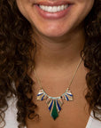 Art Deco Colorful Inlaid Golden Statement Necklace