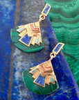 Art Deco Multi Colored Golden Earrings