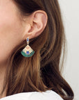 Art Deco Multi Colored Golden Earrings