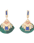 Art Deco Multi Colored Golden Earrings