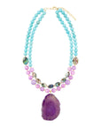 Aruba Purple Jade Statement Pendant Necklace