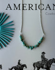 Turquoise Chips Chain Necklace With Sterling Silver Beads Handcrafted Southwest Charm