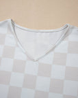 Checker V-Neck Tee & Drawstring Shorts Set