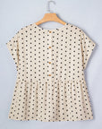 Plus Size Polka Dot Button Back Babydoll Blouse