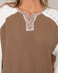 Isabella Lace Contrast Patchwork Long Sleeve Top