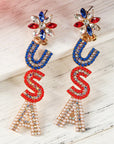 Naya Rhinestone Colorblock Usa Earrings