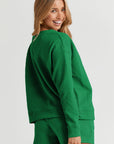 Textured Long Sleeve Top and Drawstring Shorts Set