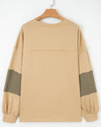 Plus Size Reverse Seam Patchwork Drop Shoulder Top