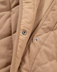 Plus Size Quilted Corduroy Snap Button Vest Jacket