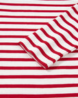 Stripe Round Neck Ruffle Trim Long Sleeve Top