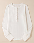 Teresa Color Waffle Half Long Sleeve Top