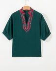 Janiyah Patchwork Half Sleeve Blouse