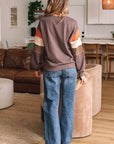 Colorblock Drop Shoulder Pullover Sweatshirt