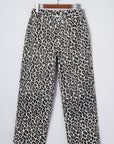 Leopard High Waist Barrel Leg Jeans