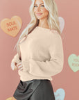 Ribbon Knot Backless Drop Shoulder Ribbed Sweater