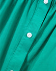 Solid Shirred Ruffle Sleeve Buttoned Mini Dress