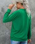 Solid Round Neck Raglan Sleeve Sweatshirt