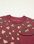 Leopard Cap Sleeve Textured Knit Top