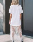 Solid Lace Patchwork Short Sleeve Maxi Dress