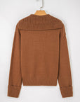 Solid Collared V-Neck Ribbed Edge Sweater
