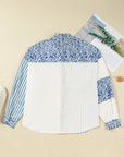 Plus Size Leopard Stripe Patchwork Button-Up Shirt