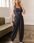 Avianna Back Crossed Straps Hollow Out Jogger Jumpsuit
