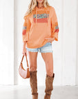 Plaid Floral Patchwork Kangaroo Pocket Hooded Top