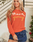 Thanksgiving Long Sleeve Crew Neck Sweater