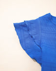 Solid Textured Ruffled Sleeve Round Neck Top