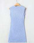 Textured Ruched Side Bodycon Tank Dress