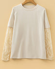 Solid Lace Patchwork Long Sleeve T-Shirt