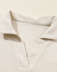 Solid Collared Pullover and Pants Set