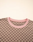 Checker Long Sleeve Pullover and Shorts Set