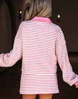 Stripe Collared V-Neck Pullover and Skort Set
