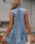 Clare Sleeveless Ruffled Chambray Dress