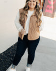 Plus Size Quilted Corduroy Snap Button Vest Jacket