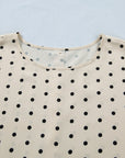 Plus Size Polka Dot Button Back Babydoll Blouse