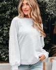 Peyton Lace Patchwork Raglan Sleeve Crew Neck Sweatshirt
