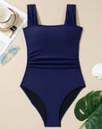 Square Neck Ruched One-Piece Swimsuit