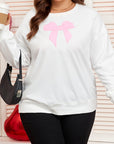 Plus Size Bow Tie Drop Shoulder Sweatshirt