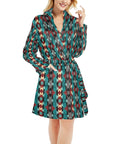 Teal Aztec Women's Western Robe