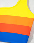 Colorblock Square Neck Top & High Waist Bikini Set