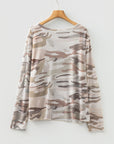 Plus Size Western Camo Mesh Long Sleeve Top