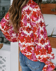 Boho Floral Smocked Puff Sleeve Blouse