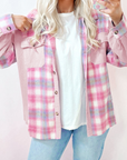 Plaid Corduroy Patchwork Flap Pocket Shacket
